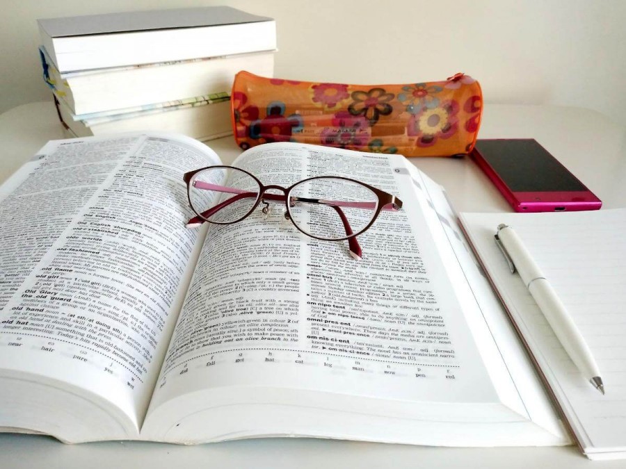 英語の本を読んでいる人