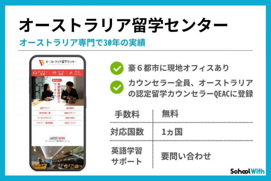 留学エージェント おすすめ オーストラリア留学センター