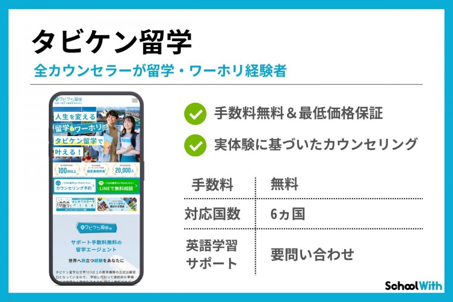 留学エージェント おすすめ　タビケン留学