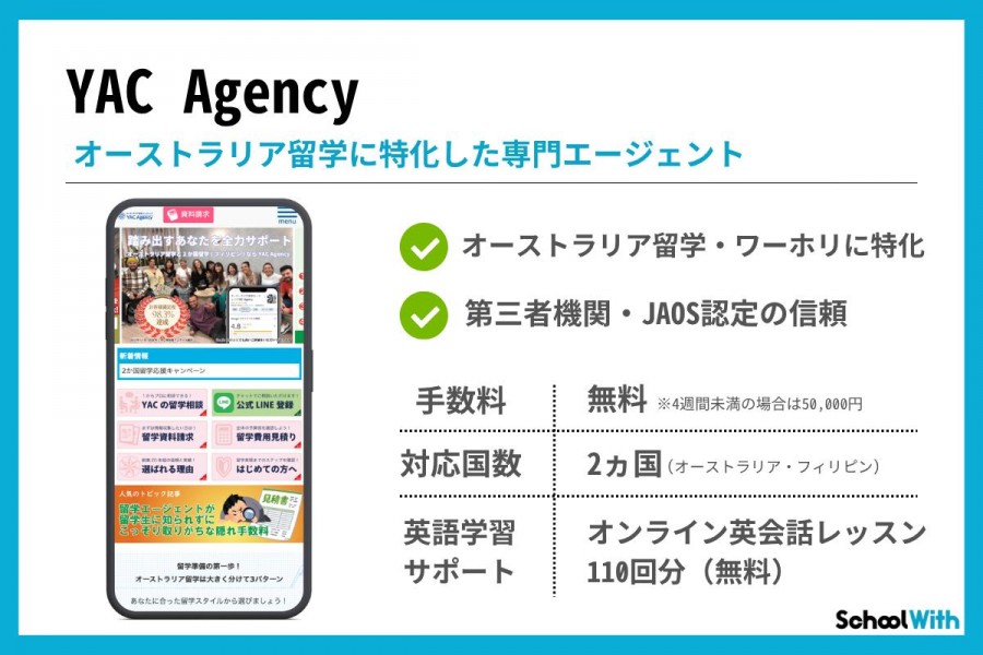 留学エージェント おすすめ　YAC Agency