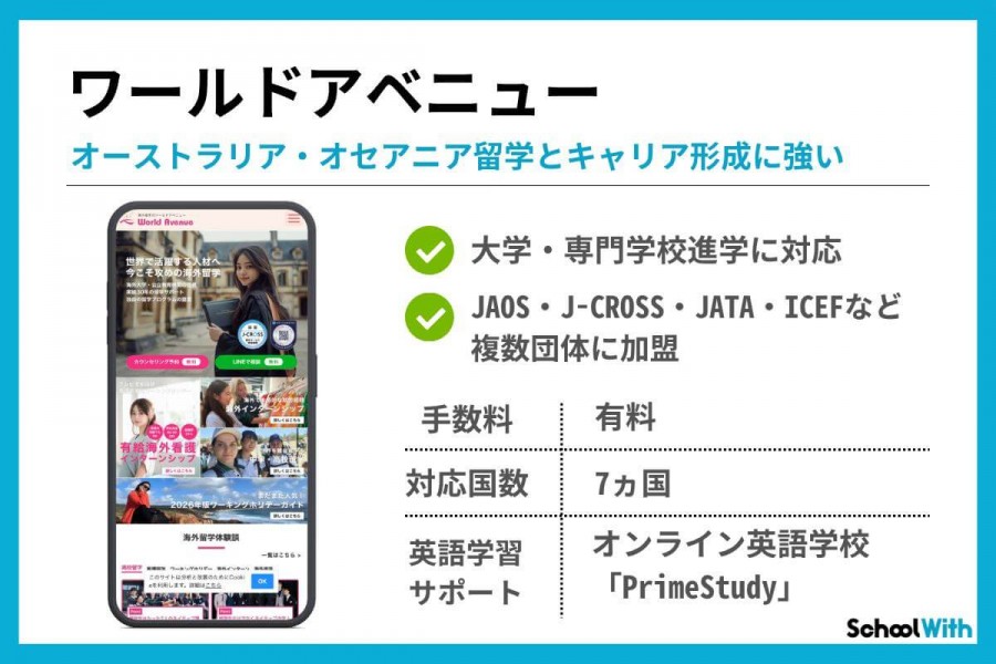 留学エージェント おすすめ ワールドアベニュー