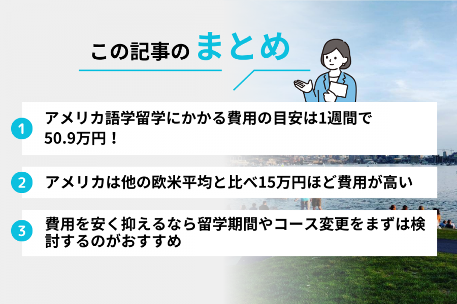 アメリカ 留学 費用 1週間